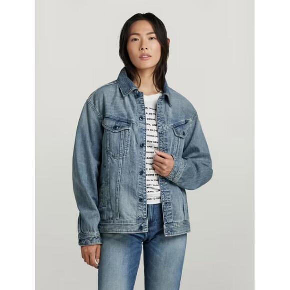 NWT G-Star RAW Women’s Oversized Western Denim Jacket Sun Faded Blue Size Small - Picture 8 of 10